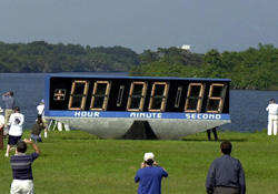The space shuttle countdown clock at Kennedy Space Center